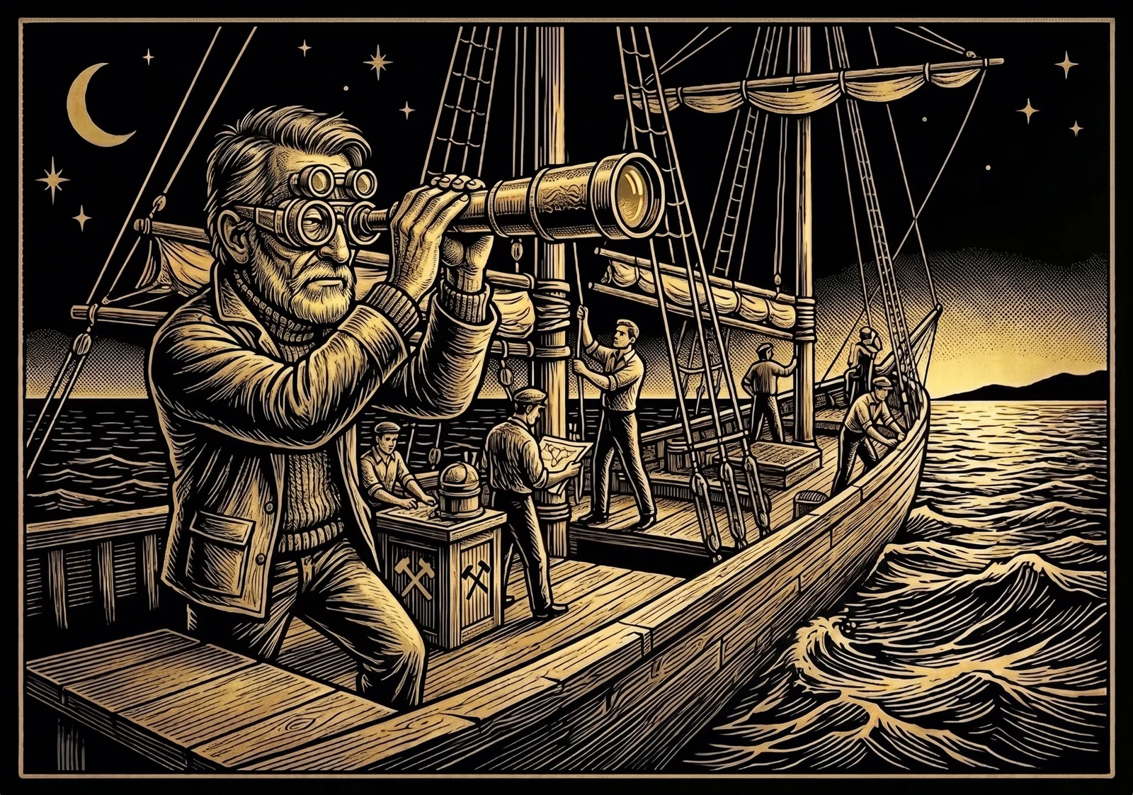 A captain on the deck of a ship