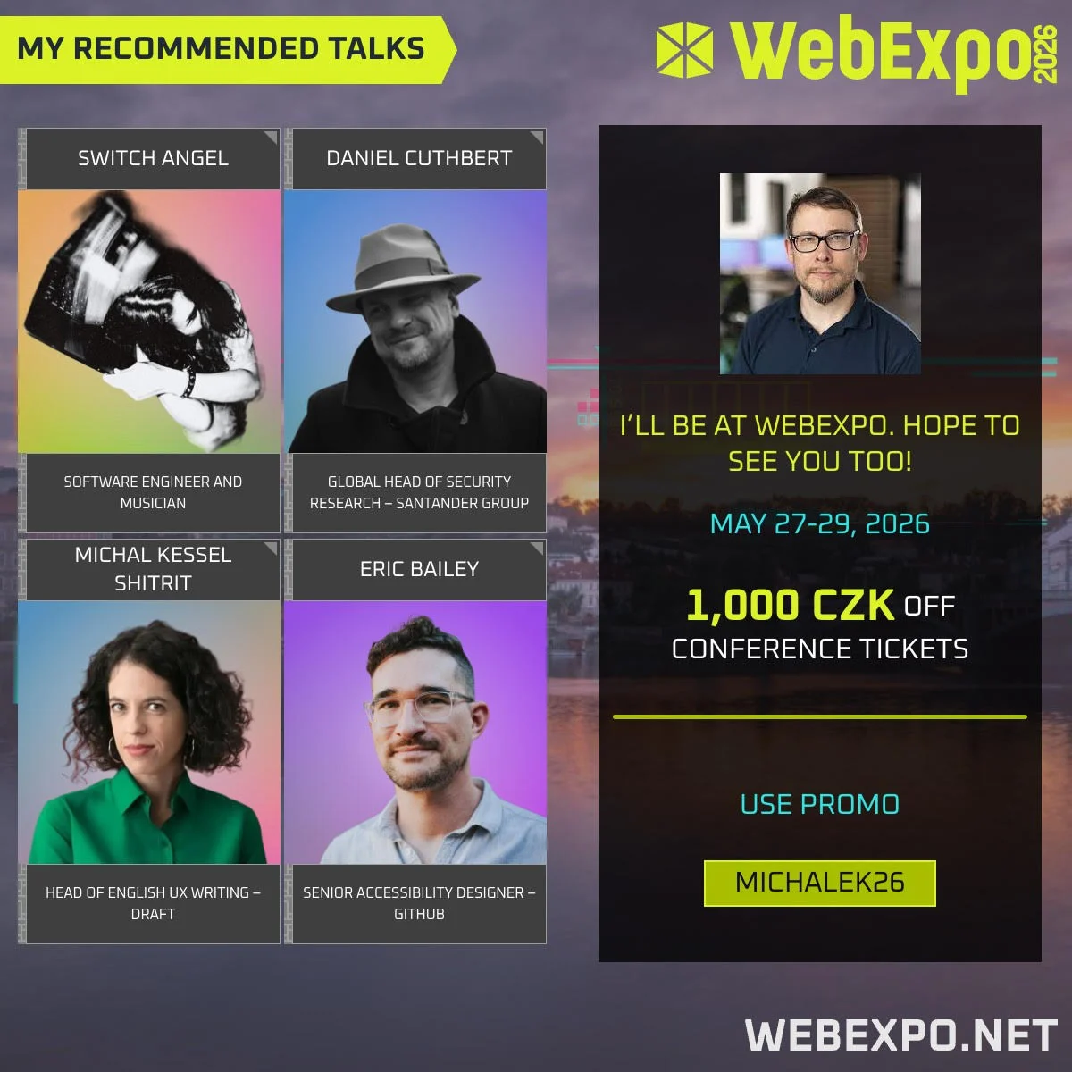 WebExpo 2026 promo: recommended talks and the MICHALEK26 discount code