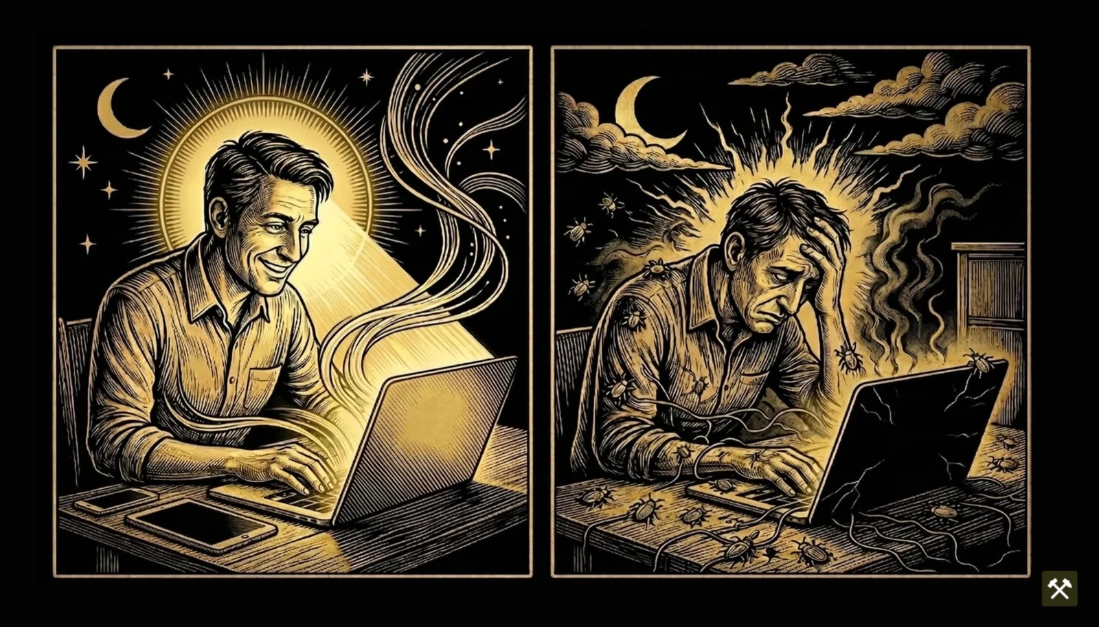 A vibe coder in euphoria and in deep depression